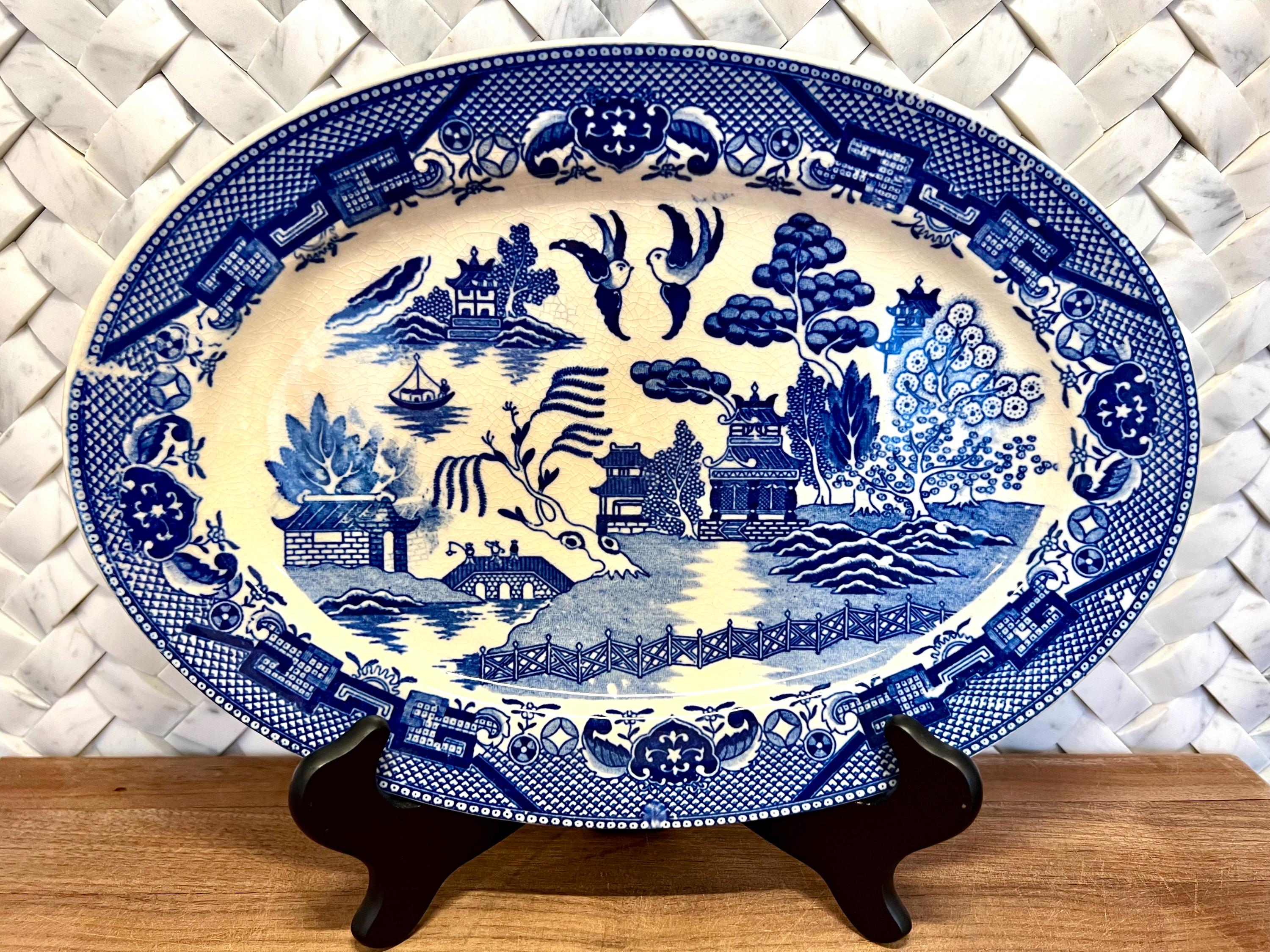 Blue Willow Platter Japan - Etsy