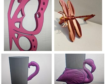 3D butterfly/dragon fly/flamingo handles for tumbler/cup