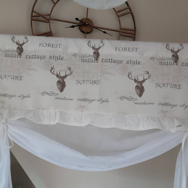 Store romain rideau store romain shabby vintage style maison de campagne cerf