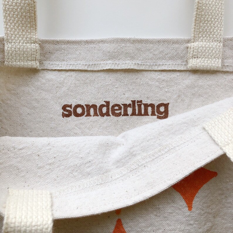 Block Printed Canvas Tote Bag \u2014 Constellation Warm Retro Slim Basic Small Cotton Tote Handmade /& Handprinted