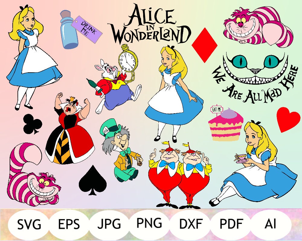 Download Alice in Wonderland SVG Alice in Wonderland Clipart Alice ...