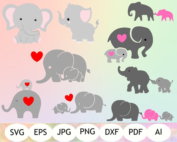 Download Mommy and Baby Elephant SVG Mommy and Baby Elephant Cut | Etsy