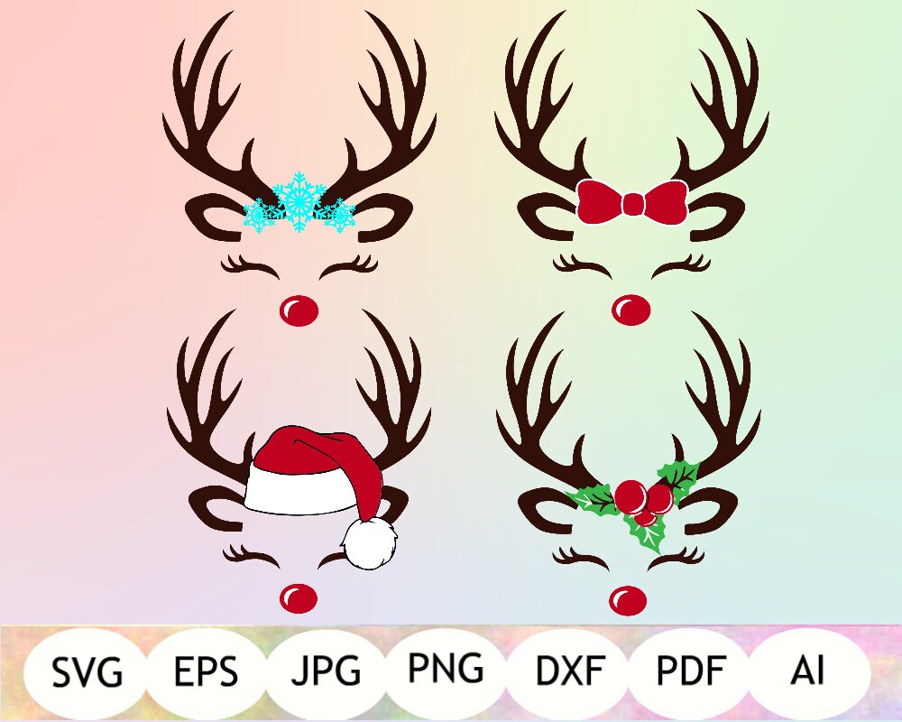 Download Reindeer Face SVG Bundle Reindeer Face SVG Cute Deer Face ...