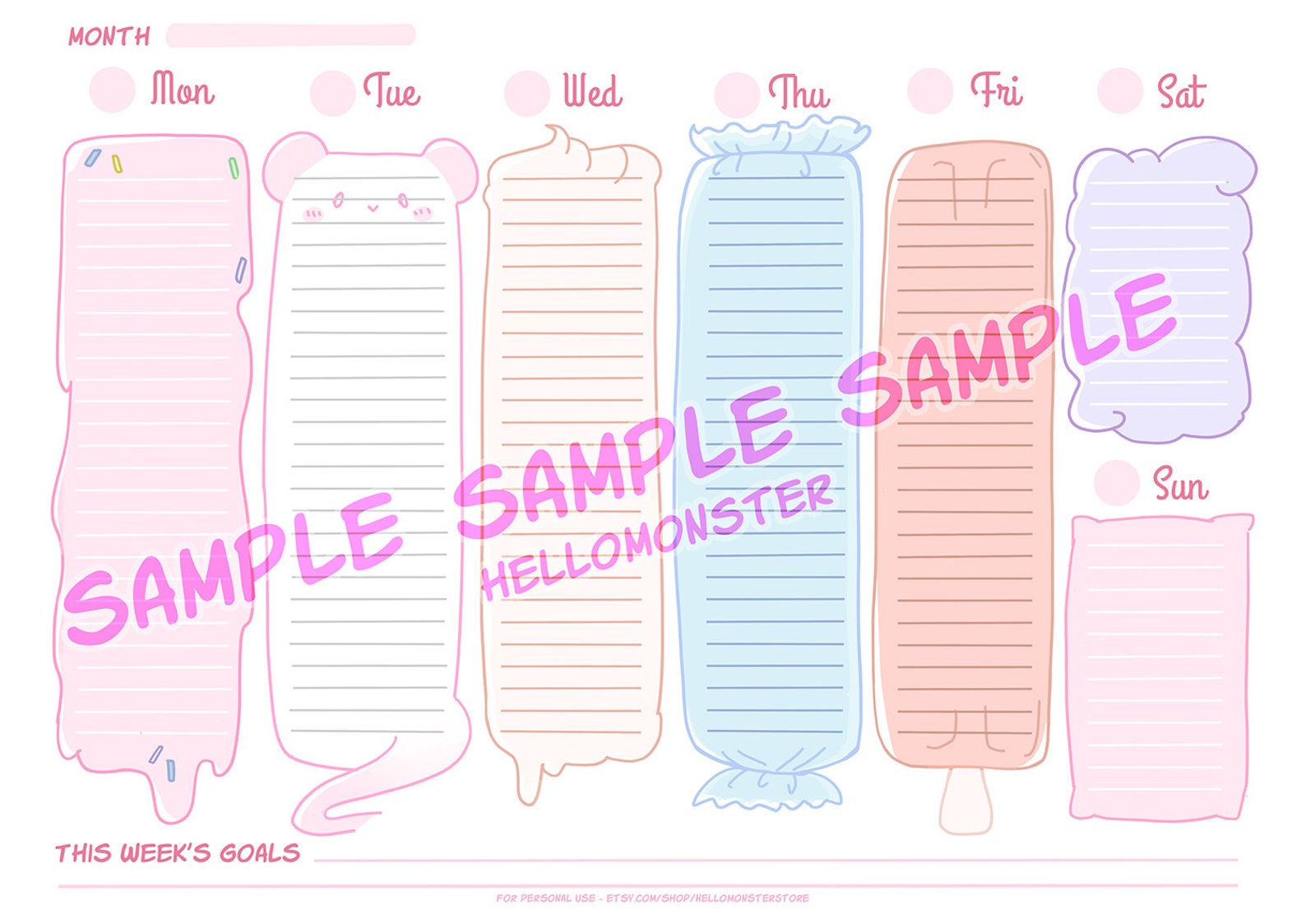Printable Weekly Flexible Wall Planner Planners | Etsy