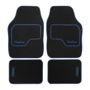 JVL Personalised Universal Black Carpet Car Mat Set with Blue Embroidery image 7