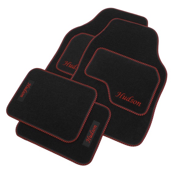 Universal 4-Piece Black Carpet Floor Mat Set With Vinyl Heel Pad - Heavy Duty, Anti-Slip For Cars, SUVs, Vans