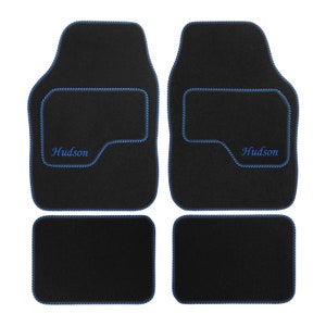 JVL Personalised Universal Black Carpet Car Mat Set with Blue Embroidery image 6
