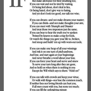 SE - Poesia di Rudyard Kipling Poster della poesia - Download digitale (11x16")