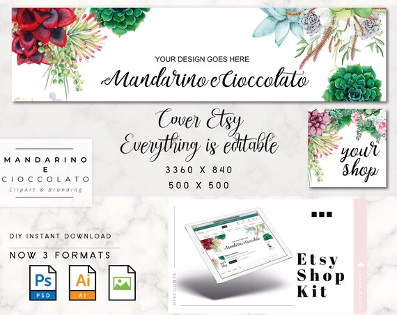 Download Shop Banner Etsy Banner Template Floral Banner Set Etsy PSD Mockup Templates