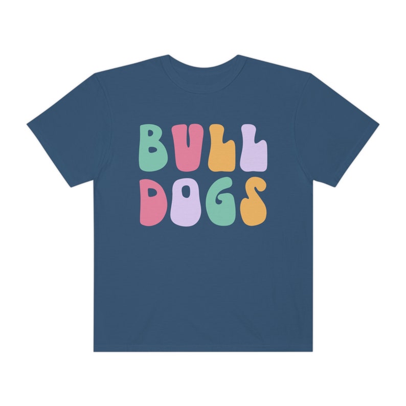 Bulldogs Retro Comfort Colors Unisex T-shirt Game Day School Spirit Tees Sizes S 4X Plus Lots of Color Choices Football Season image 7