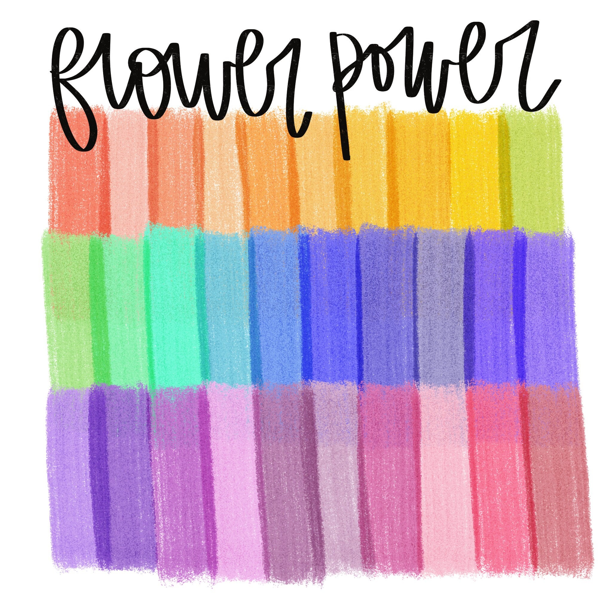 Paleta de colores Flower Power para Procreate – Muestrarios retro vibrantes