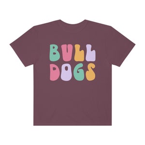 Bulldogs Retro Comfort Colors Unisex T-shirt Game Day School Spirit Tees Sizes S 4X Plus Lots of Color Choices Football Season image 1