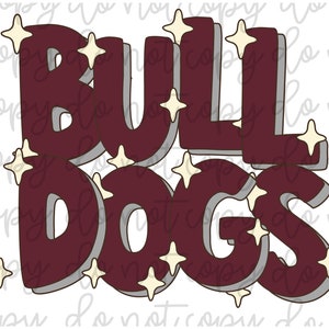 Bulldogs Maroon Retro Star PNG Digital Download Design | Sublimation File | T-shirt Design