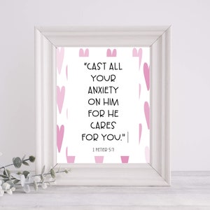 1 Peter 5:7 Wall Art | Digital Wall Art | Printable Wall Art | Scripture Wall Art | Digital Download | Printable Framable Art