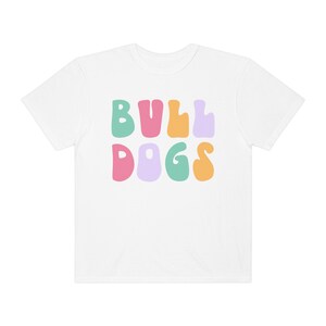Bulldogs Retro Comfort Colors Unisex T-shirt Game Day School Spirit Tees Sizes S 4X Plus Lots of Color Choices Football Season image 9