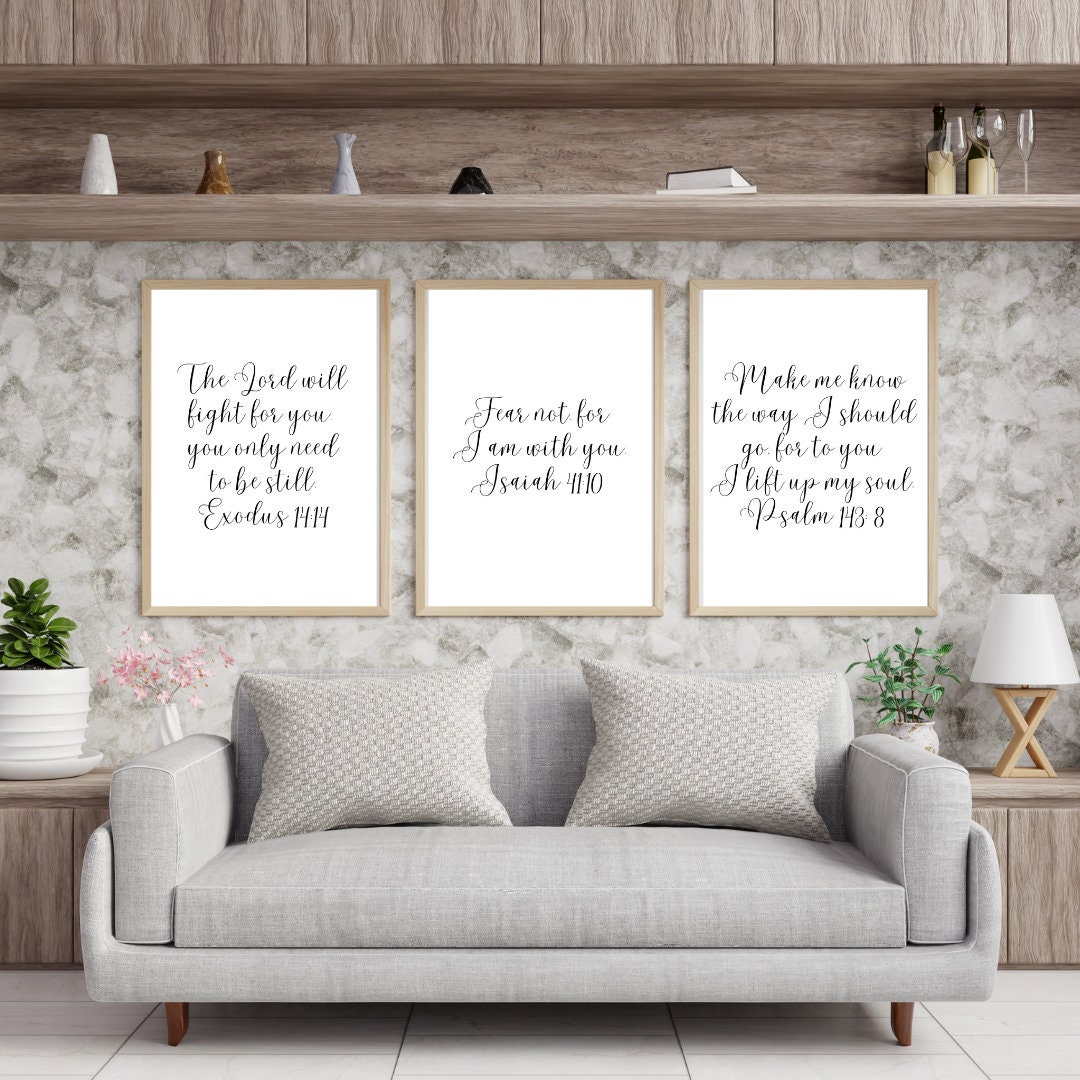 Set of 3 Bible Verse Wall Art Bible Verse Script Wall Art Minimalist