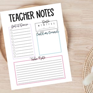 Teacher Notes Notepad | Teacher Stationary Gift | Teacher Notepad | Back to School Notepad | Custom Notepads