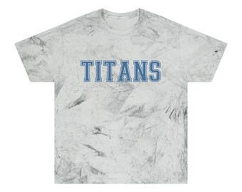 Titans Varsity Print Comfort Colors Unisex Color Blast T-Shirt | Tie Dye Retro Groovy | Game Day | School Spirit | Sizes Small - 3XL PLUS