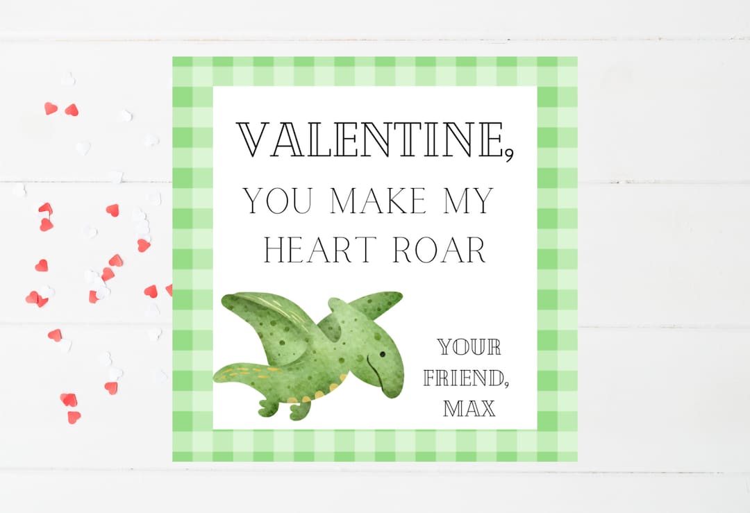 Valentine's Day Card | Dinosaur You Make My Heart Roar Personalized ...