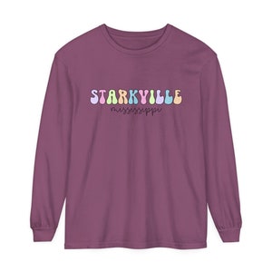 Starkville Mississippi 39759 Comfort Colors Long Sleeve T-Shirt | Game Day | Football Season | College Football | Sizes S-3XL PLUS