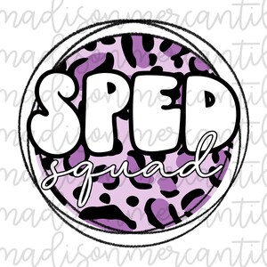 Sped Squad Purple Leopard Retro School Special Education Teacher PNG Digital Download Design | Sublimation File