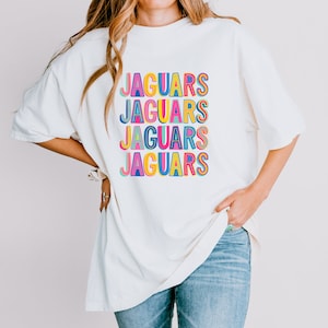 Jaguars Colorful Custom Mascot Comfort Colors T-shirt | Band Football Baseball MOM | Sizes Small - 4XL PLUS | Lots of Colors | Game Day Gear