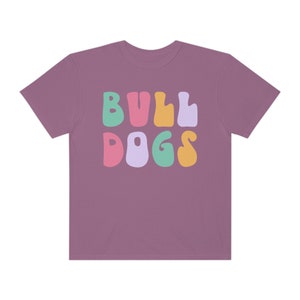 Bulldogs Retro Comfort Colors Unisex T-shirt Game Day School Spirit Tees Sizes S 4X Plus Lots of Color Choices Football Season image 2