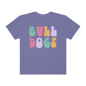 Bulldogs Retro Comfort Colors Unisex T-shirt Game Day School Spirit Tees Sizes S 4X Plus Lots of Color Choices Football Season image 5