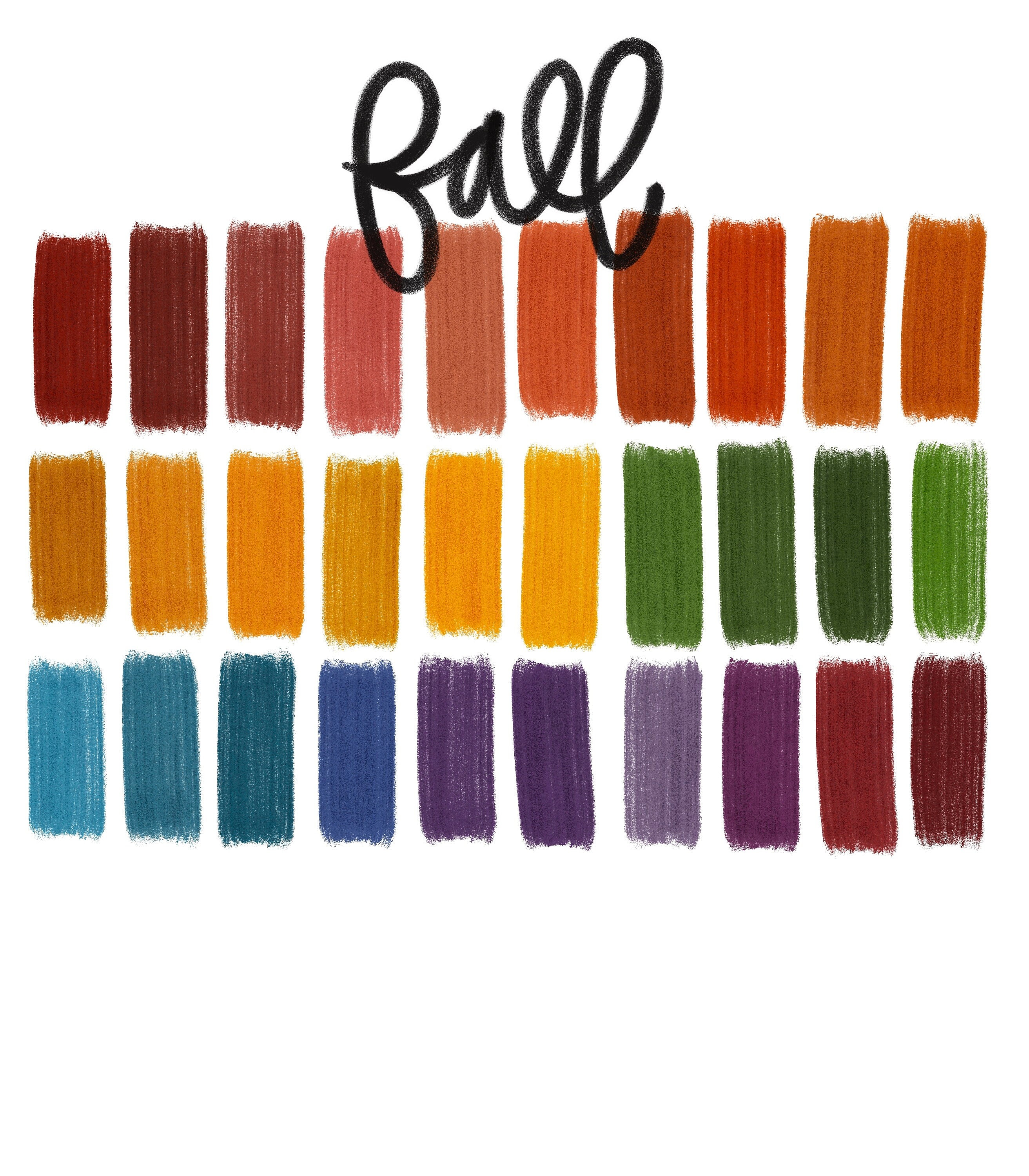 Fall Procreate Color Palette – Autumn Tones Swatch Set for iPad Art & Lettering