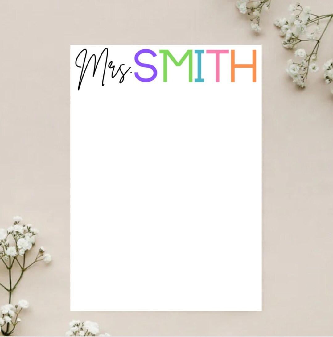 Personalized Rainbow Name Notepad | Custom Stationery Gift - Etsy