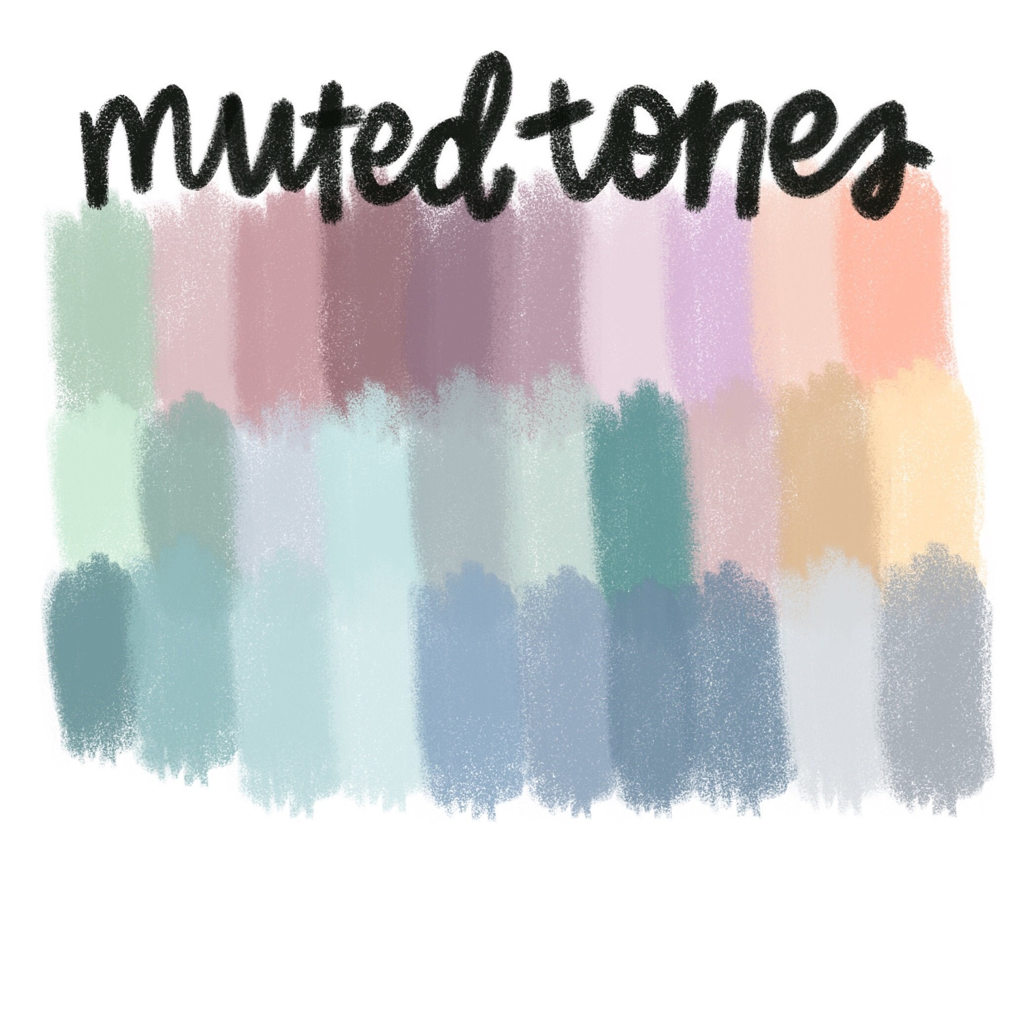 Paleta de cores tons de joia suaves para Procreate – Amostras prontas para usar