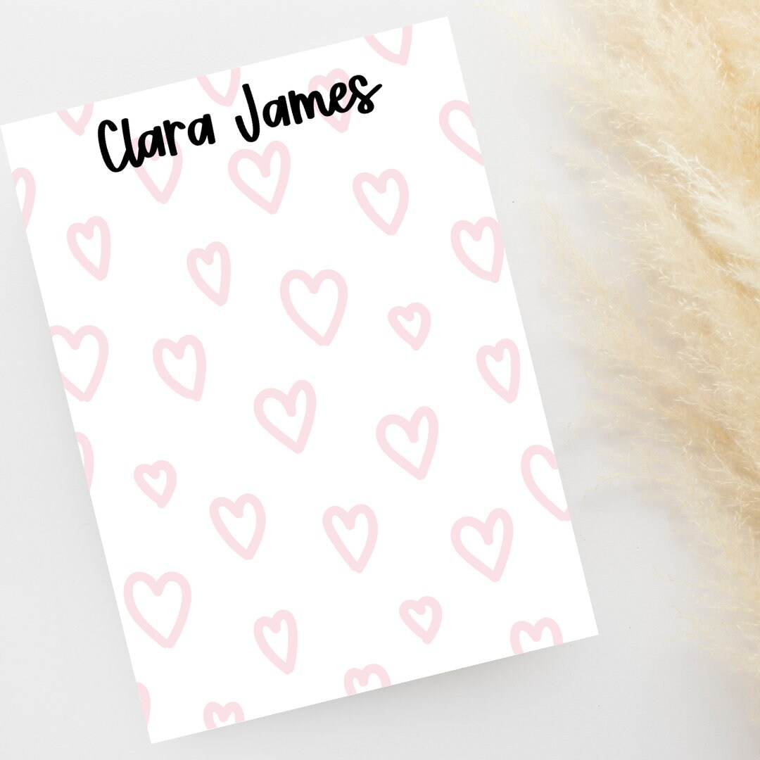 Personalized Heart Notepad Stationary Gift | Custom Teacher Notepad ...