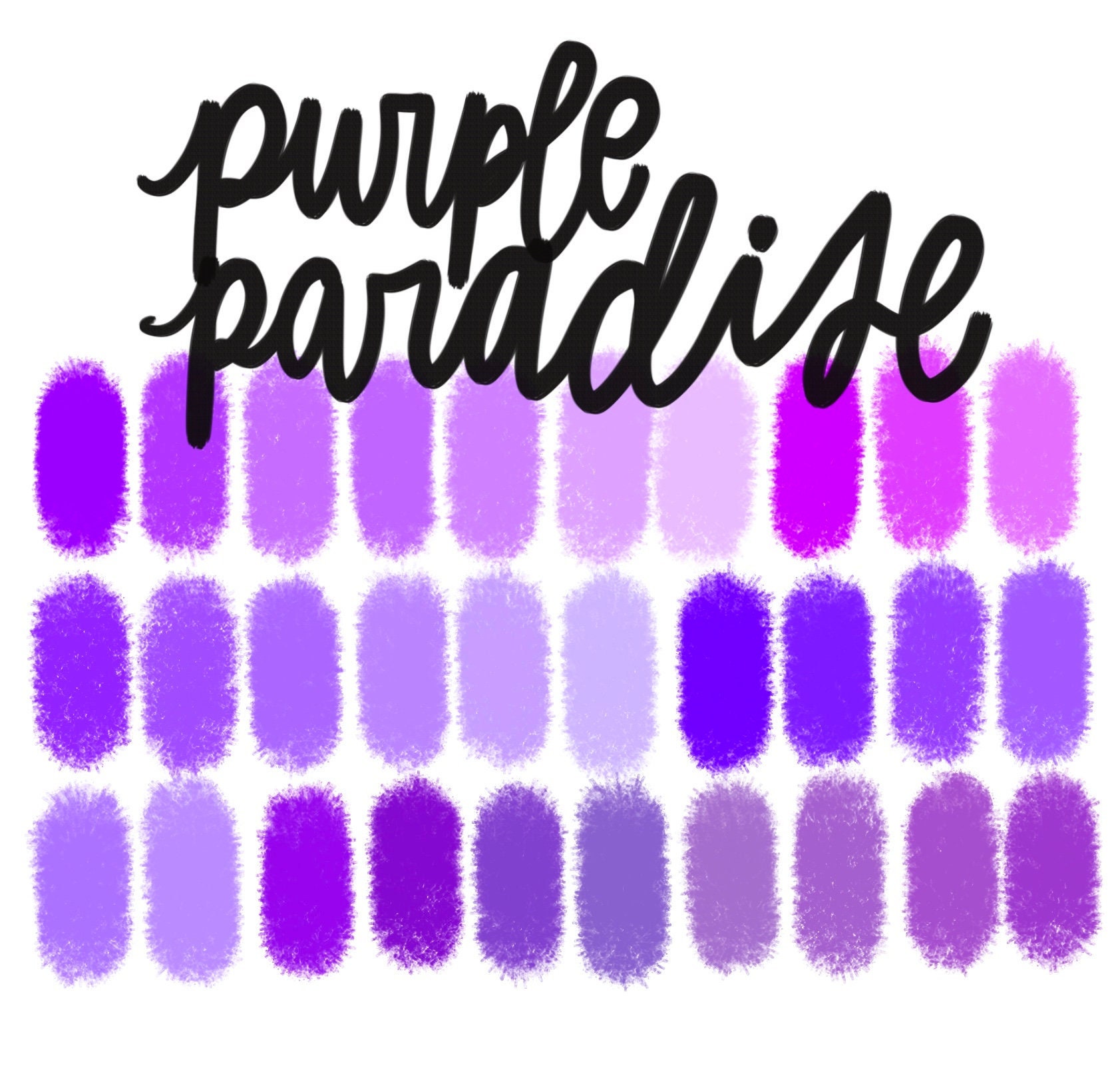 Paleta de colores para Procreate Purple Paradise — Más de 30 swatches de lavanda, lila y violeta profundo