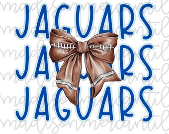 Jaguars Coquette Football Bow Mascot Team PNG Digital Download Design | Sublimation File | T-shirt Design