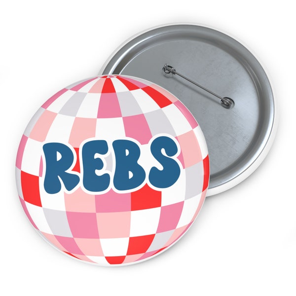 Rebs Disco Ball Retro Groovy School Spirit Game Day Custom Pin Button | Rebels Pin Button | Friday Night Lights | Football Season | Go Team