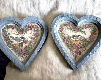 Vintage Cottagecore Bird Prints in Heart Frames - Barbara Mock Art