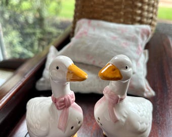 Cottagecore, Storybook Style, Vintage Goose Salt and Pepper Shakers