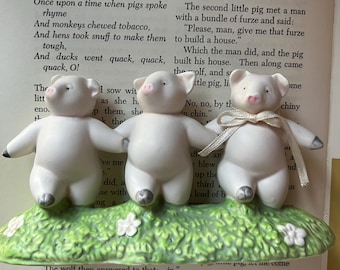 Vintage Three Little Pigs Figurine - Dept 56 Storybook Decor