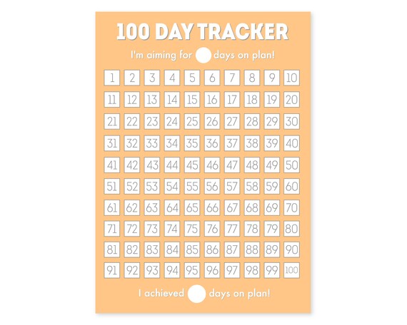 100 Day On Plan Calendar Tracker | Etsy