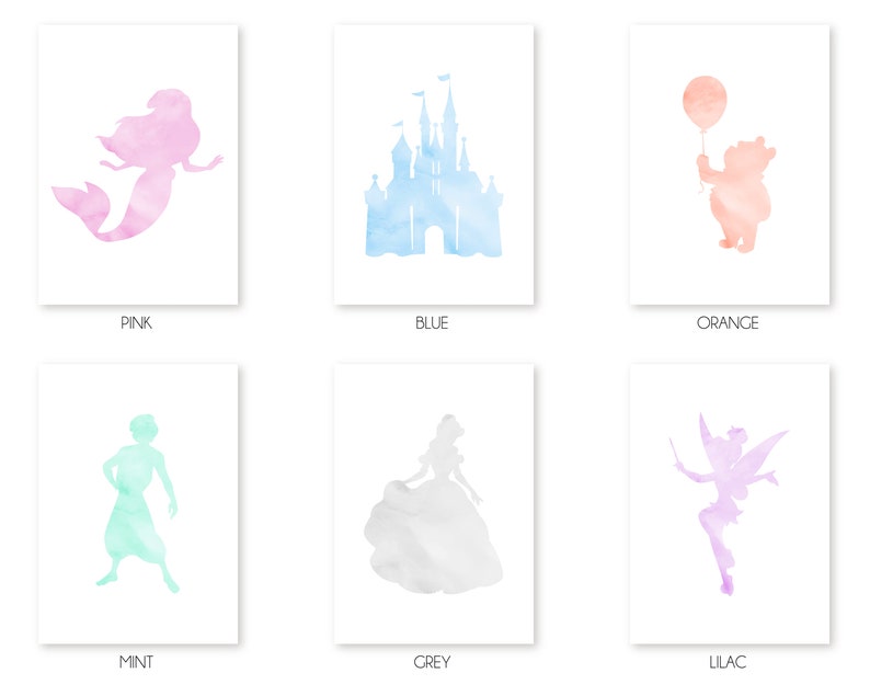 Pick Your Own Set of 3 Disney Pastel Prints Characters Etsy UK