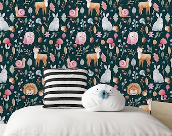 Fairy Forest with Animals and Plants Wallpaper-Peel and Stick Wallpaper-Wall Mural- Self Adhesive Wallpaper Pre-Pasted Wallpaper