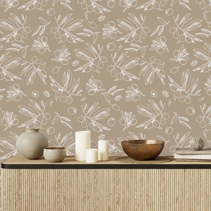 Olives Pattern Wallpaper-Peel and Stick Wallpaper-Wall Mural- Self Adhesive Wallpaper Pre-Pasted Wallpaper
