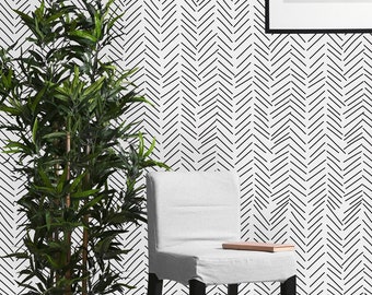 Black and White Geometric Sticks Removable Wallpaper-Peel and Stick Wallpaper-Wall Mural- Self Adhesive Wallpaper Pre-Pasted Wallpaper