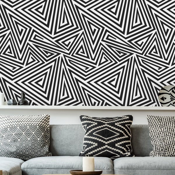 Geometric Spiral Triangle Removable Wallpaper-Peel and Stick Wallpaper-Wall Mural- Self Adhesive Wallpaper Pre-Pasted Wallpaper