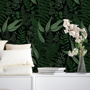 Floral Pattern with Leaves Removable Wallpaper-Peel and Stick Wallpaper-Wall Mural- Self Adhesive Wallpaper Pre-Pasted Wallpaper