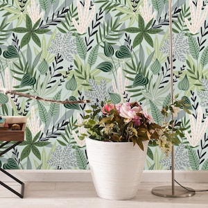 2 Days Shipping Botanical Pattern Removable Wallpaper-Peel and Stick Wallpaper-Wall Mural- Self Adhesive Wallpaper Pre-Pasted Wallpaper