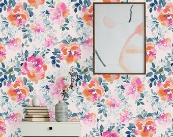 Vintage Style Peony Flowers Background Removable Wallpaper-Peel and Stick Wallpaper-Wall Mural- Self Adhesive Wallpaper Pre-Pasted Wallpaper