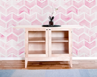 Pink Chevron Removable Wallpaper-Peel and Stick Wallpaper-Wall Mural- Self Adhesive Wallpaper Minimalist Boho Decor  Pre-Pasted Wallpaper