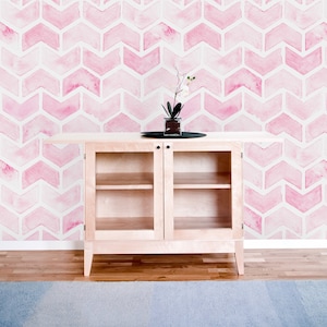 Pink Chevron Removable Wallpaper-Peel and Stick Wallpaper-Wall Mural- Self Adhesive Wallpaper Minimalist Boho Decor  Pre-Pasted Wallpaper