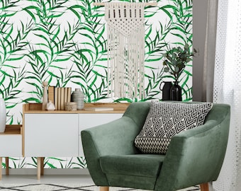 Green Nature Flowers and Leaves Removable Wallpaper-Peel and Stick Wallpaper-Wall Mural- Self Adhesive Wallpaper Pre-Pasted Wallpaper